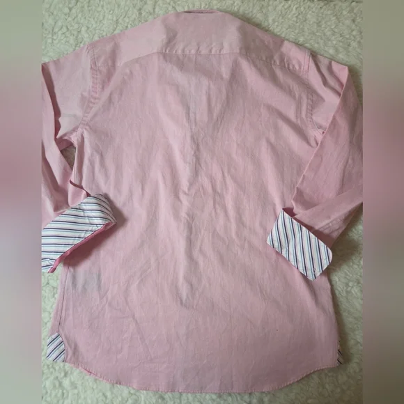 Maceoo Paris Men's "Einstein" Collection Oxfort Pink Shirt Sz 4/L 100% Cotton - Picture 6 of 14